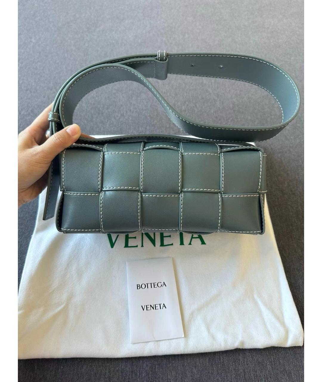 BOTTEGA VENETA Голубая кожаная сумка через плечо, фото 2