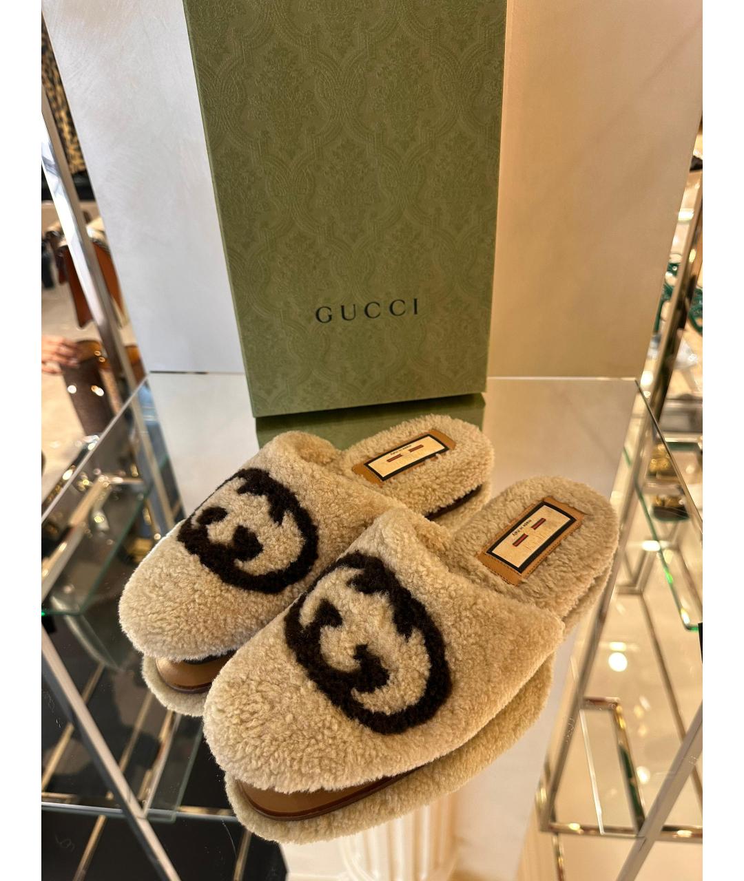 GUCCI Бежевые мюли, фото 3