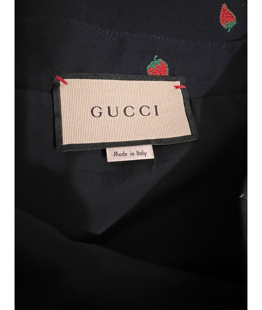 GUCCI Темно-синяя хлопковая юбка миди, фото 3