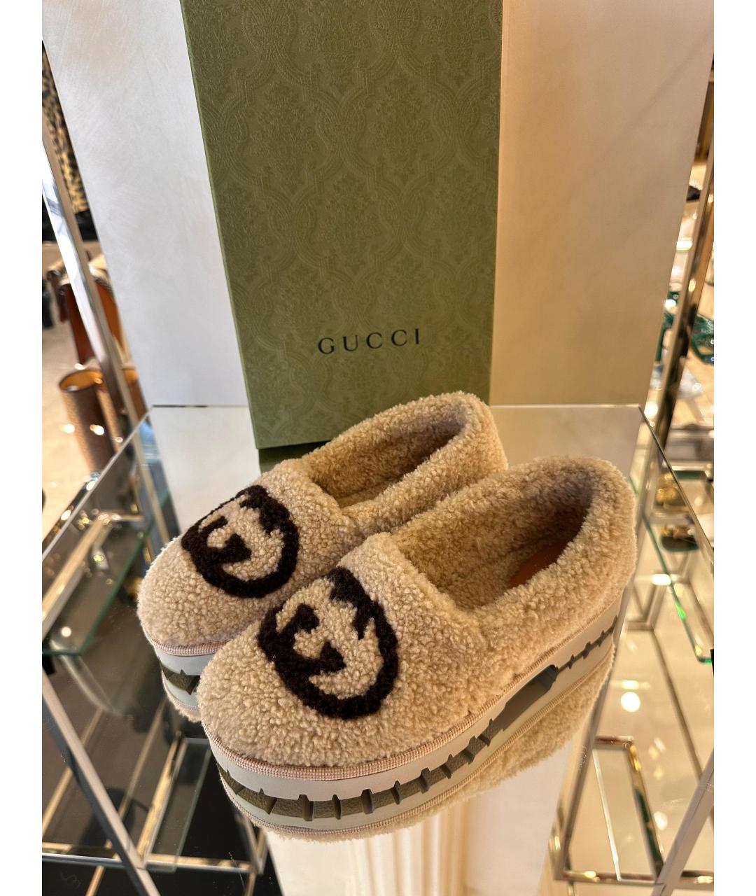 GUCCI Бежевые лоферы, фото 3