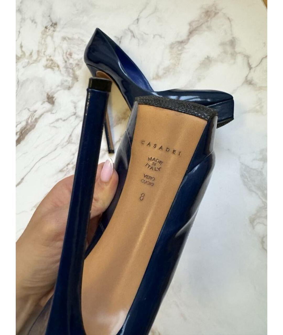 CASADEI Темно-синие туфли из лакированной кожи, фото 4