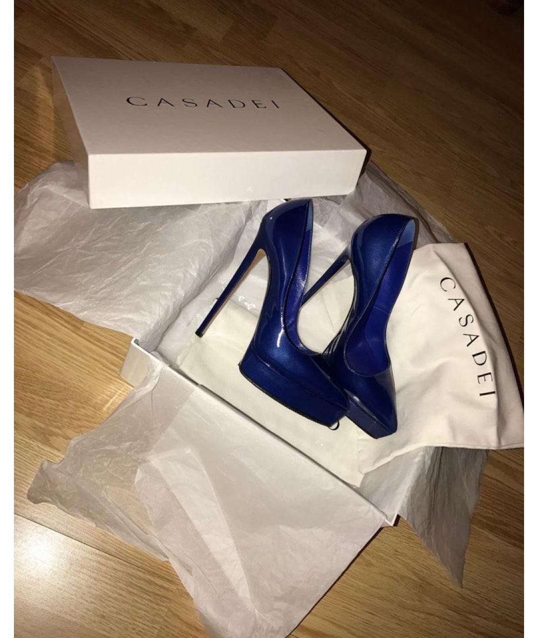 CASADEI Темно-синие туфли из лакированной кожи, фото 2