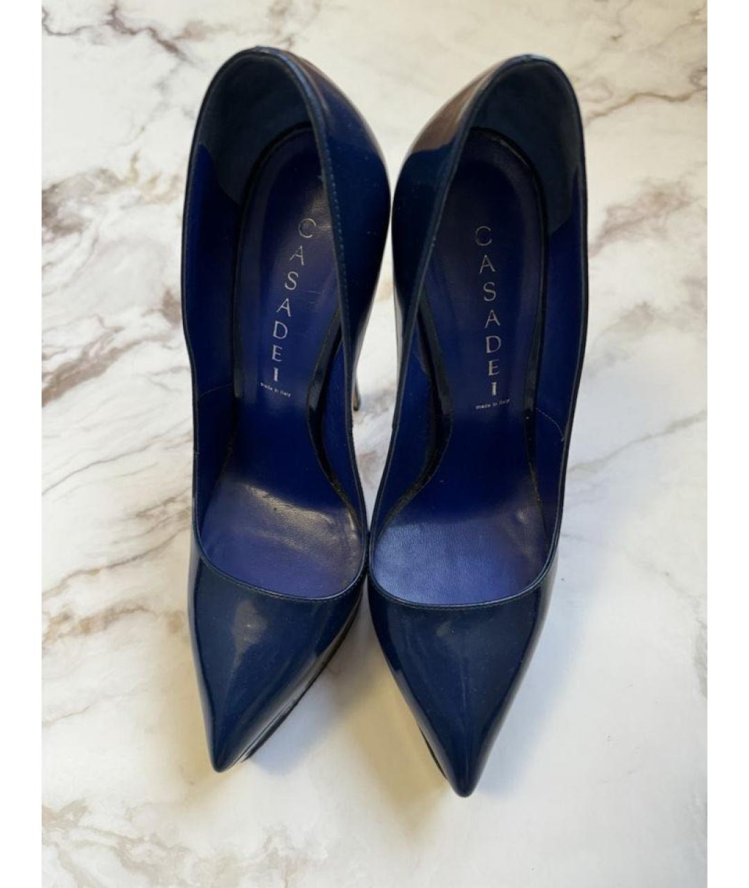 CASADEI Темно-синие туфли из лакированной кожи, фото 5