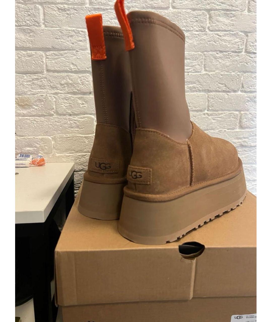 UGG AUSTRALIA Горчичные замшевые ботинки, фото 3