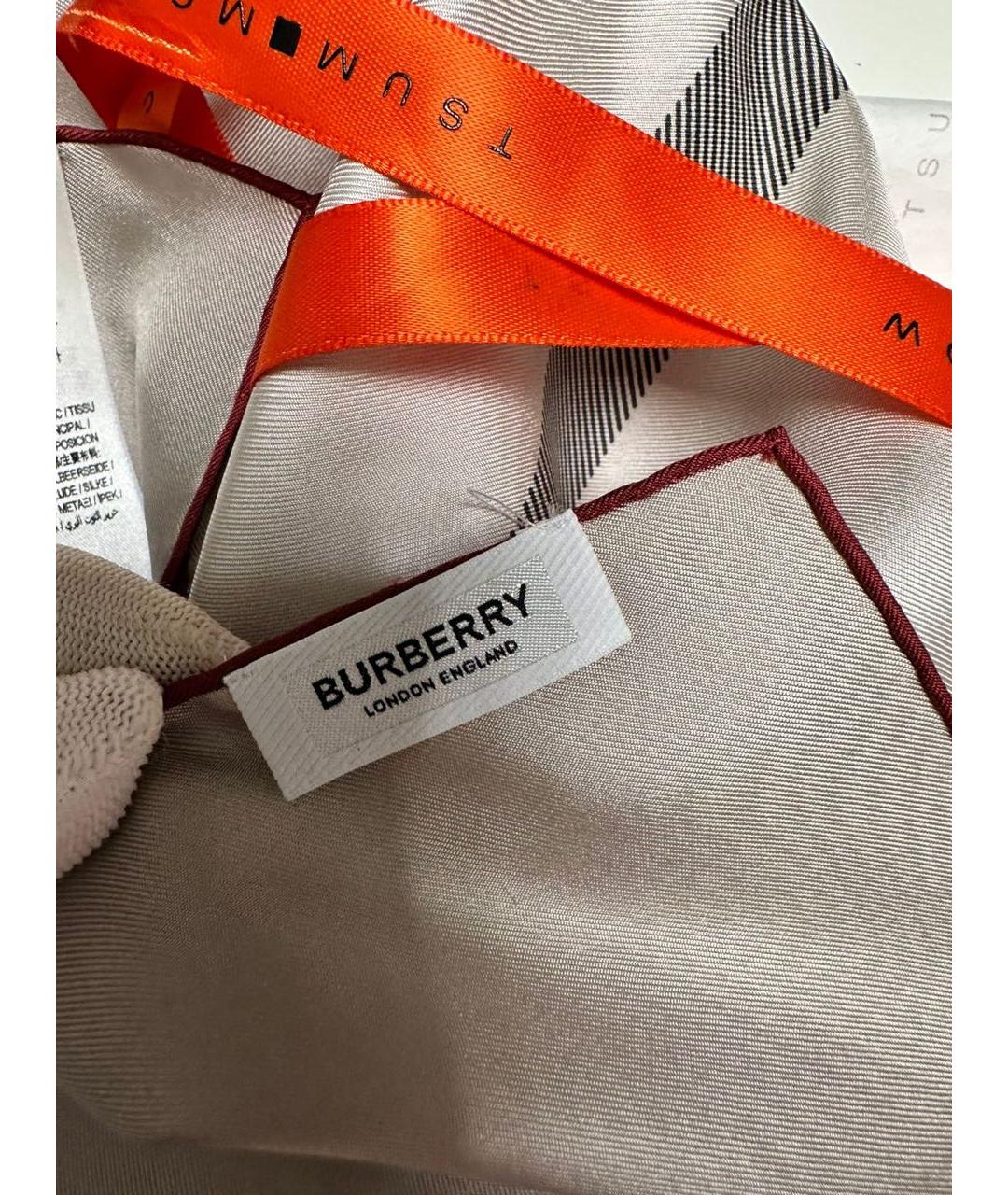 BURBERRY Бежевый шелковый платок, фото 3