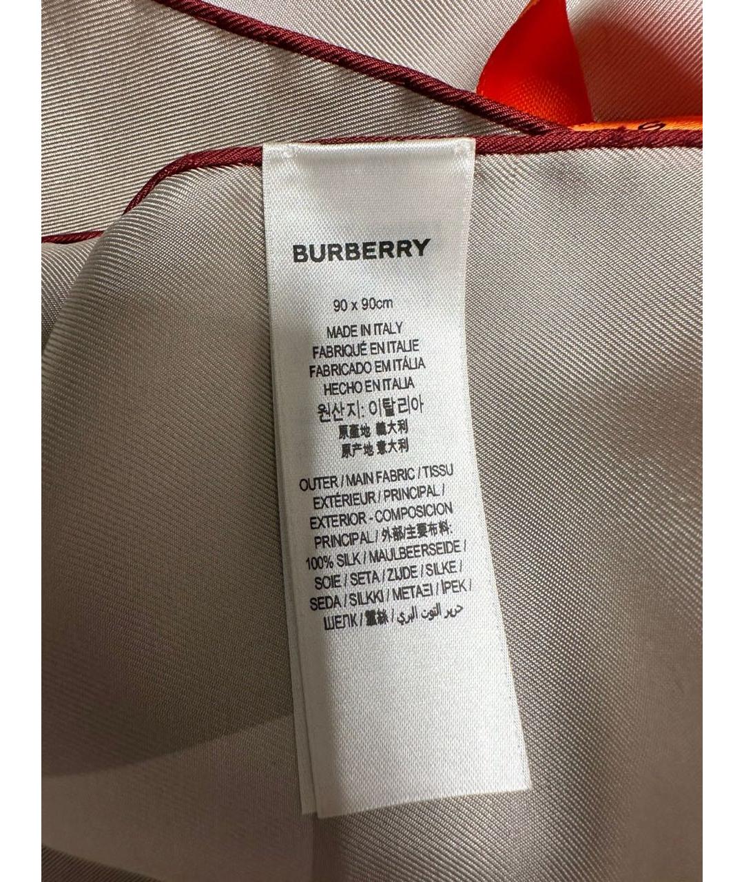 BURBERRY Бежевый шелковый платок, фото 5