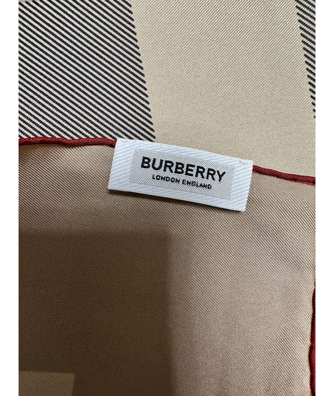 BURBERRY Бежевый шелковый платок, фото 3