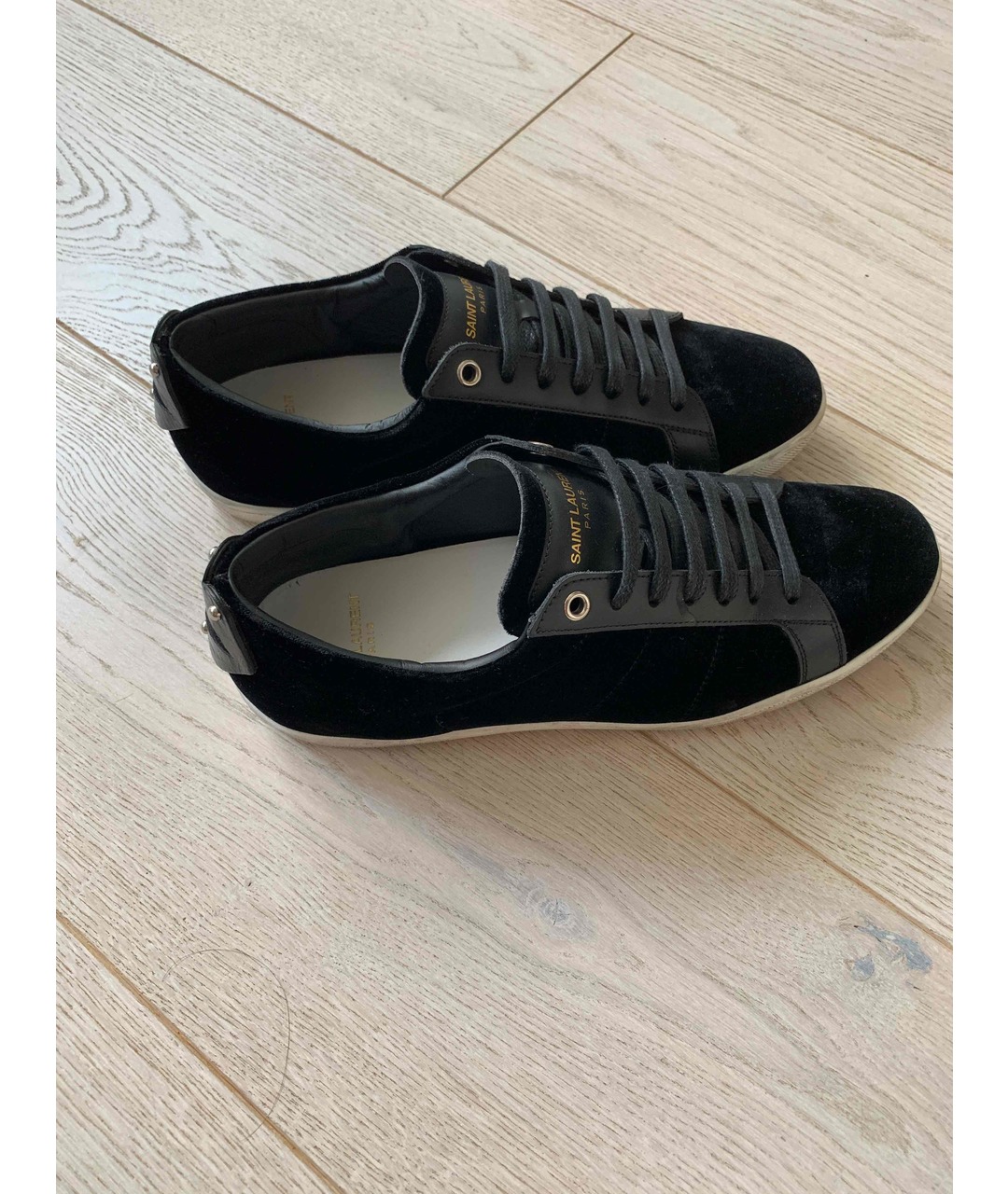 SAINT LAURENT Черные бархатные кроссовки, фото 2