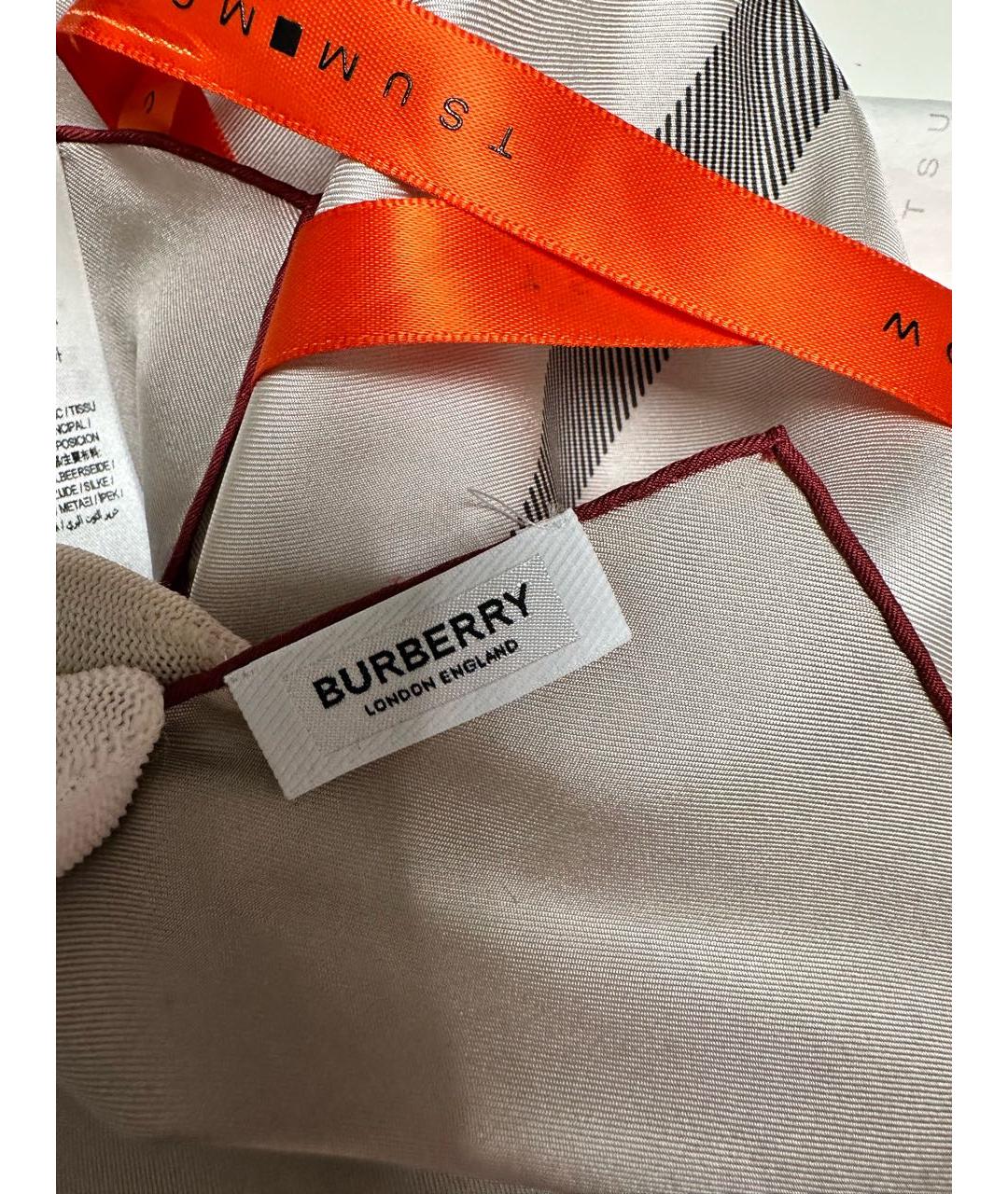 BURBERRY Серый шелковый платок, фото 4