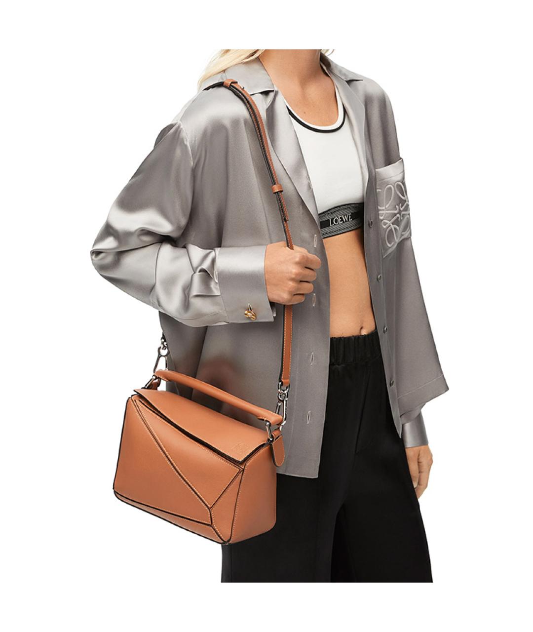 LOEWE Коричневая кожаная сумка через плечо, фото 7