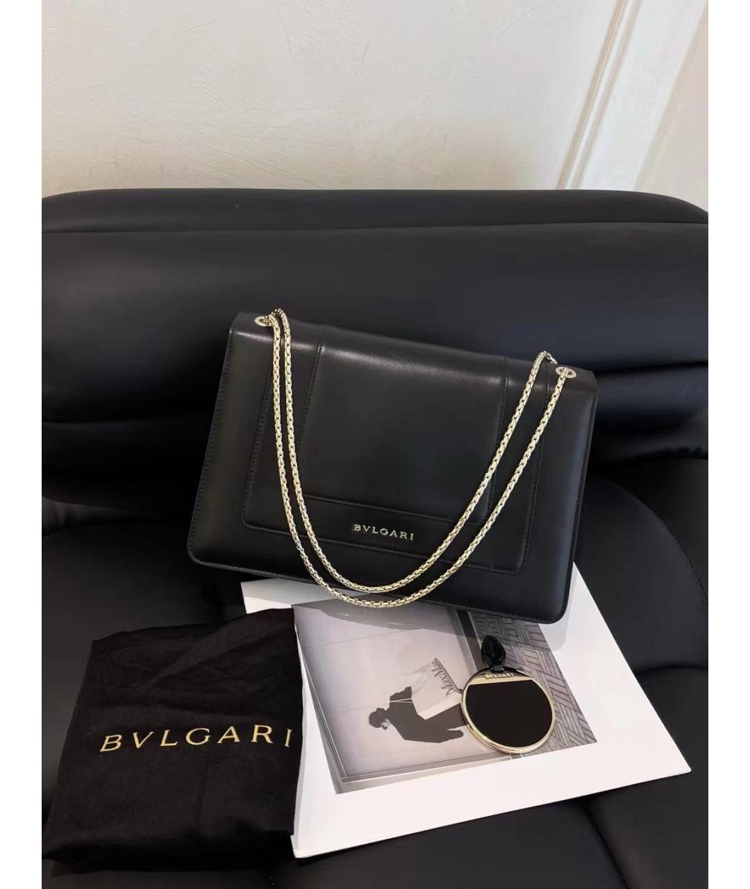 BVLGARI Черная кожаная сумка через плечо, фото 6