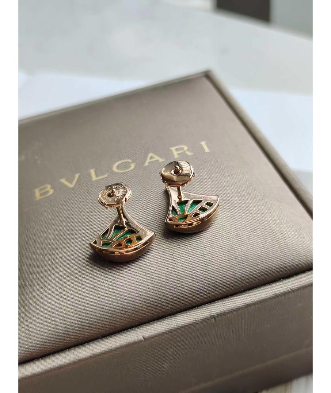 BVLGARI Зеленые серьги из розового золота, фото 4