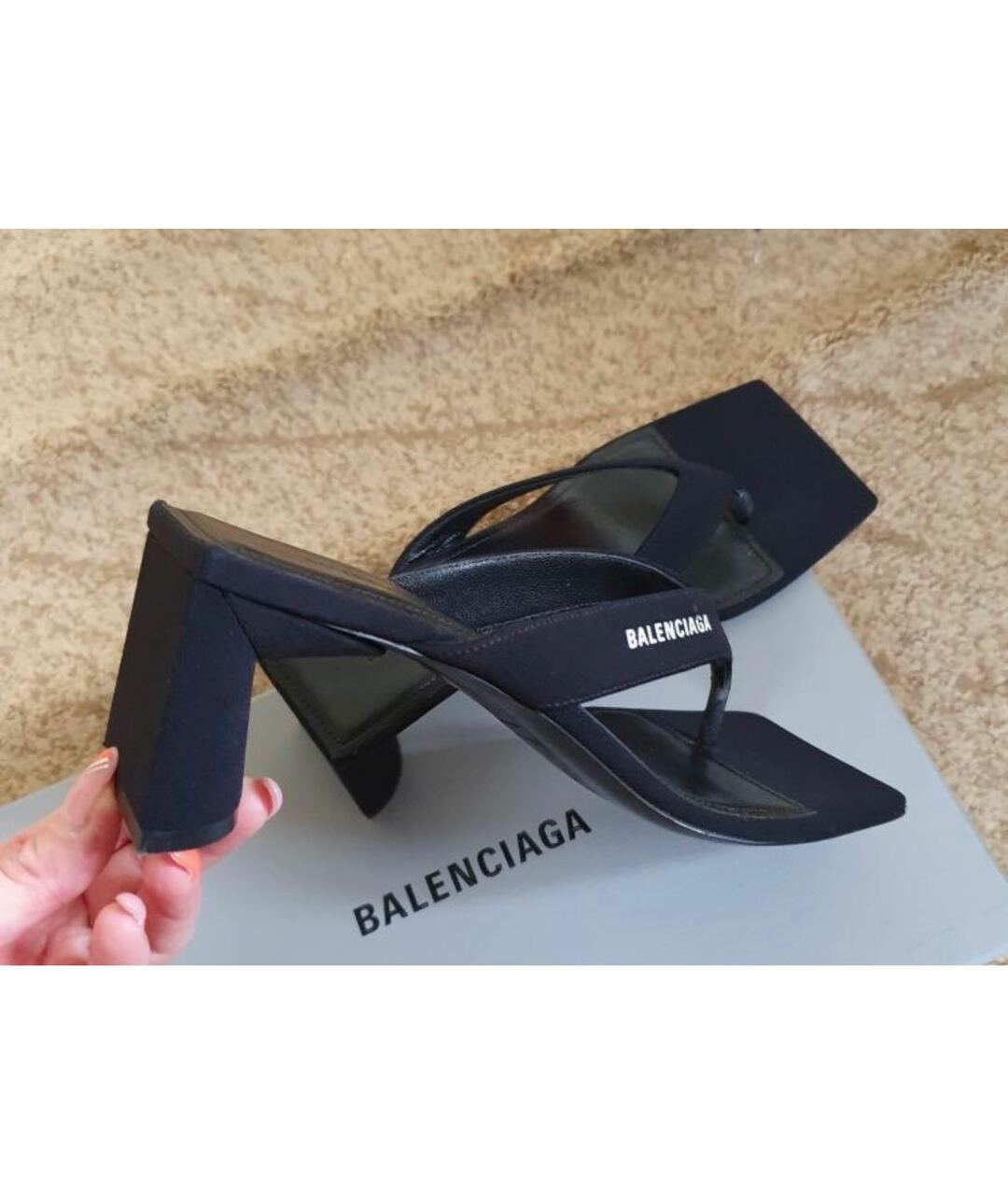 BALENCIAGA Черные текстильные шлепанцы, фото 4