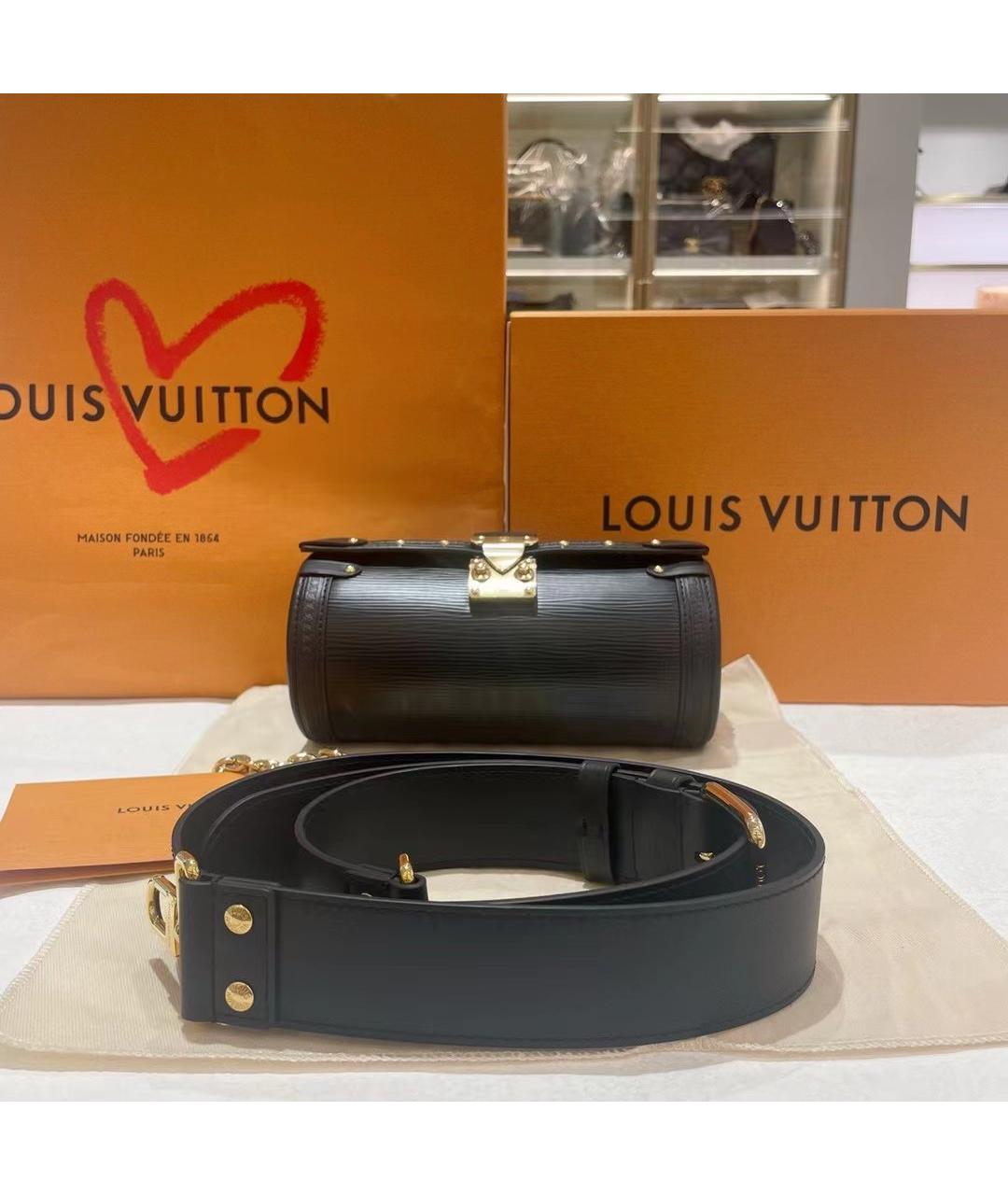 LOUIS VUITTON Черная кожаная сумка через плечо, фото 2