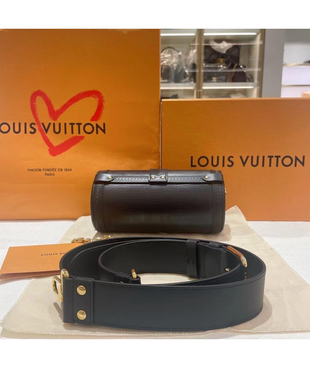 LOUIS VUITTON Черная кожаная сумка через плечо, фото 3