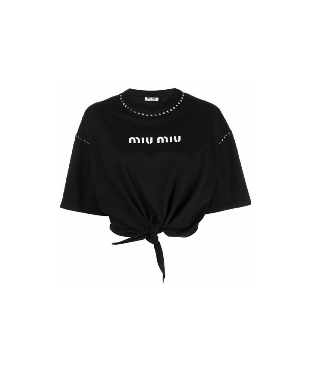 MIU MIU Черная хлопковая футболка, фото 1