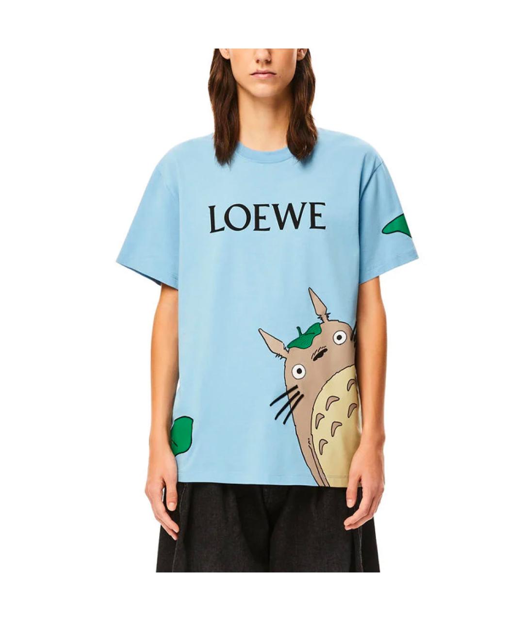 LOEWE Голубая хлопковая футболка, фото 6