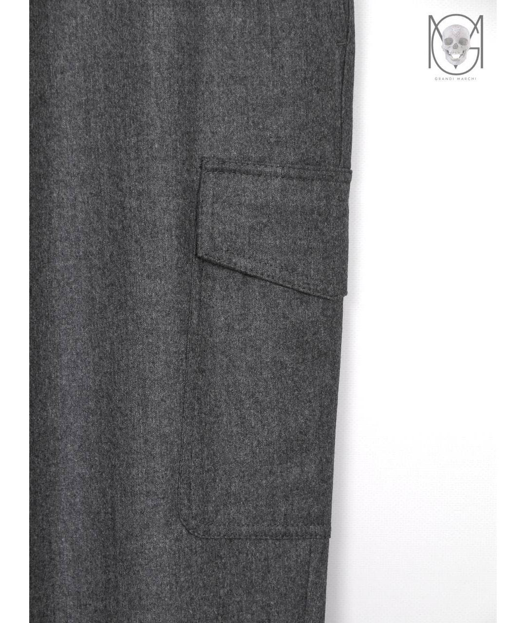 BRUNELLO CUCINELLI Серые шерстяные повседневные брюки, фото 4