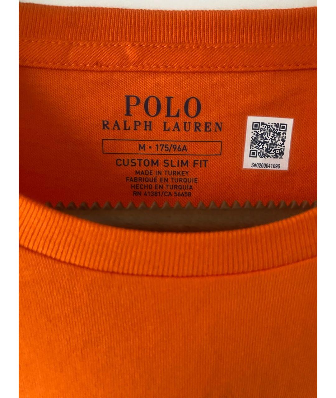 POLO RALPH LAUREN Оранжевая хлопковая футболка, фото 4