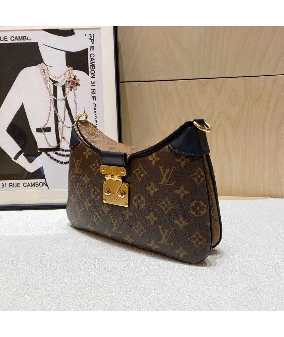 LOUIS VUITTON Коричневая кожаная сумка через плечо, фото 5