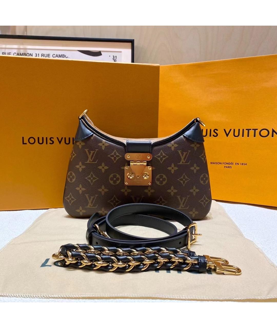 LOUIS VUITTON Коричневая кожаная сумка через плечо, фото 9