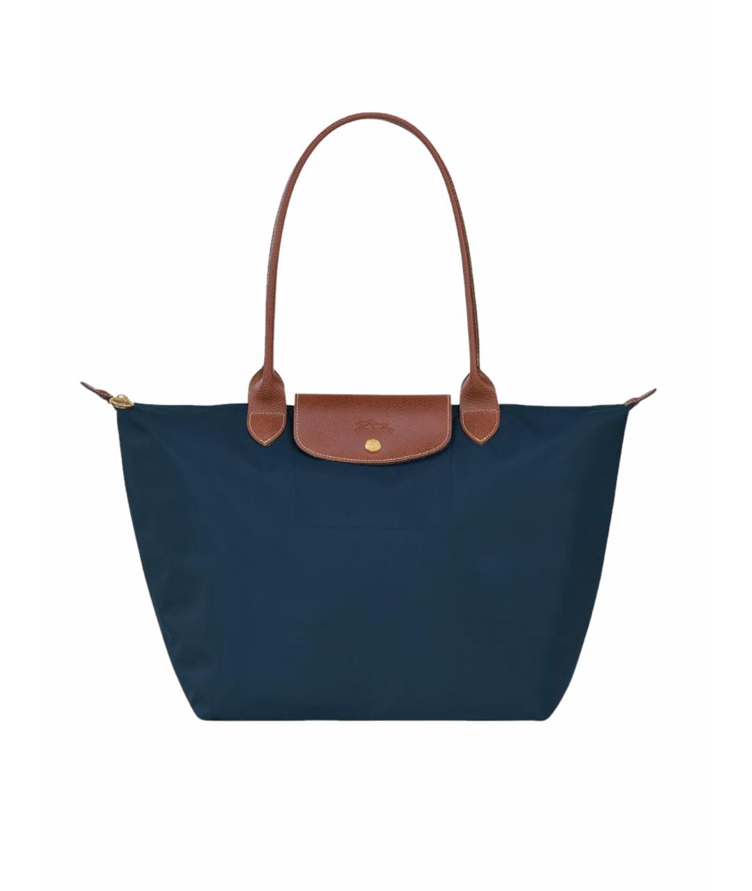 LONGCHAMP Темно-синяя синтетическая сумка тоут, фото 1