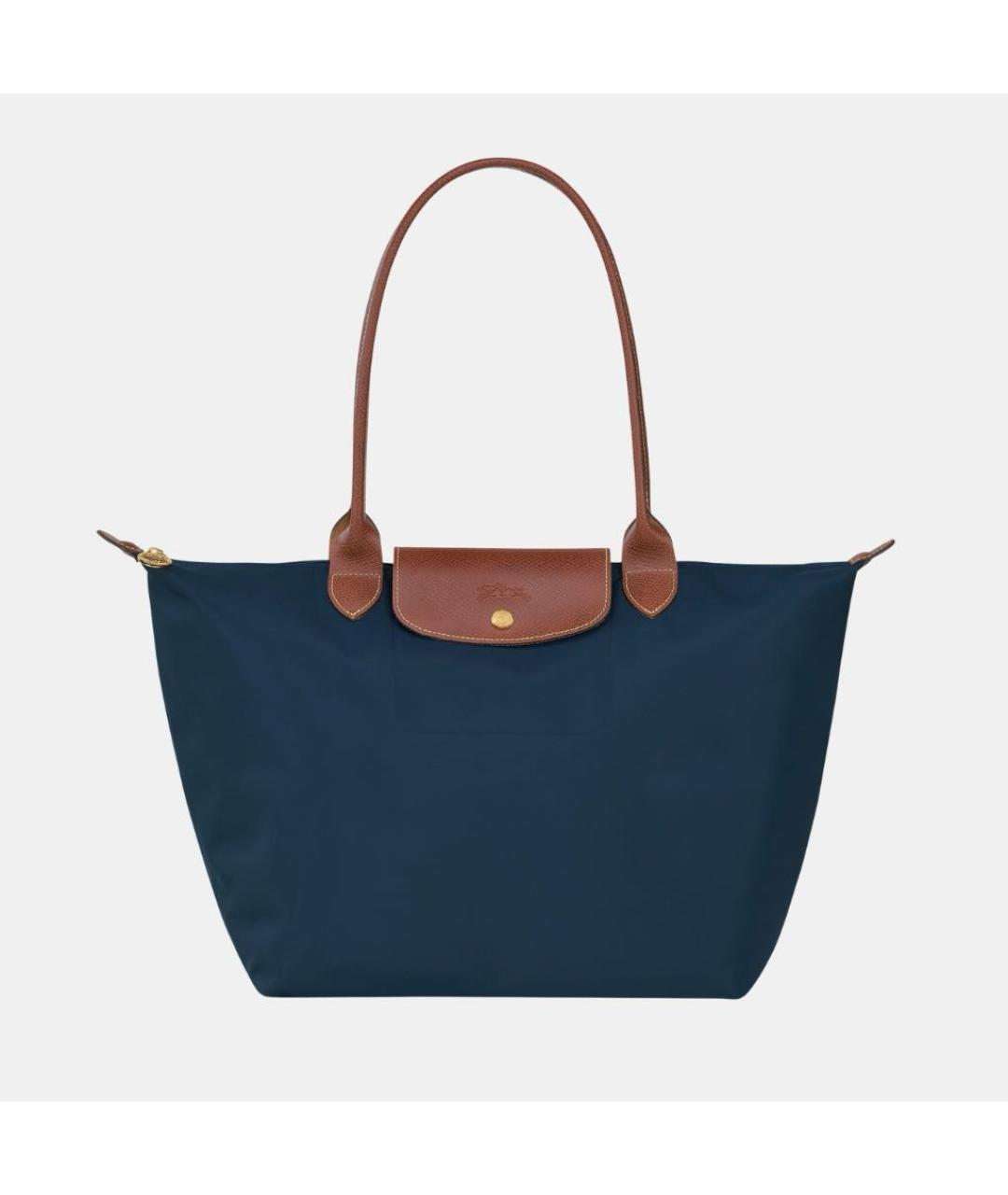 LONGCHAMP Темно-синяя синтетическая сумка тоут, фото 6