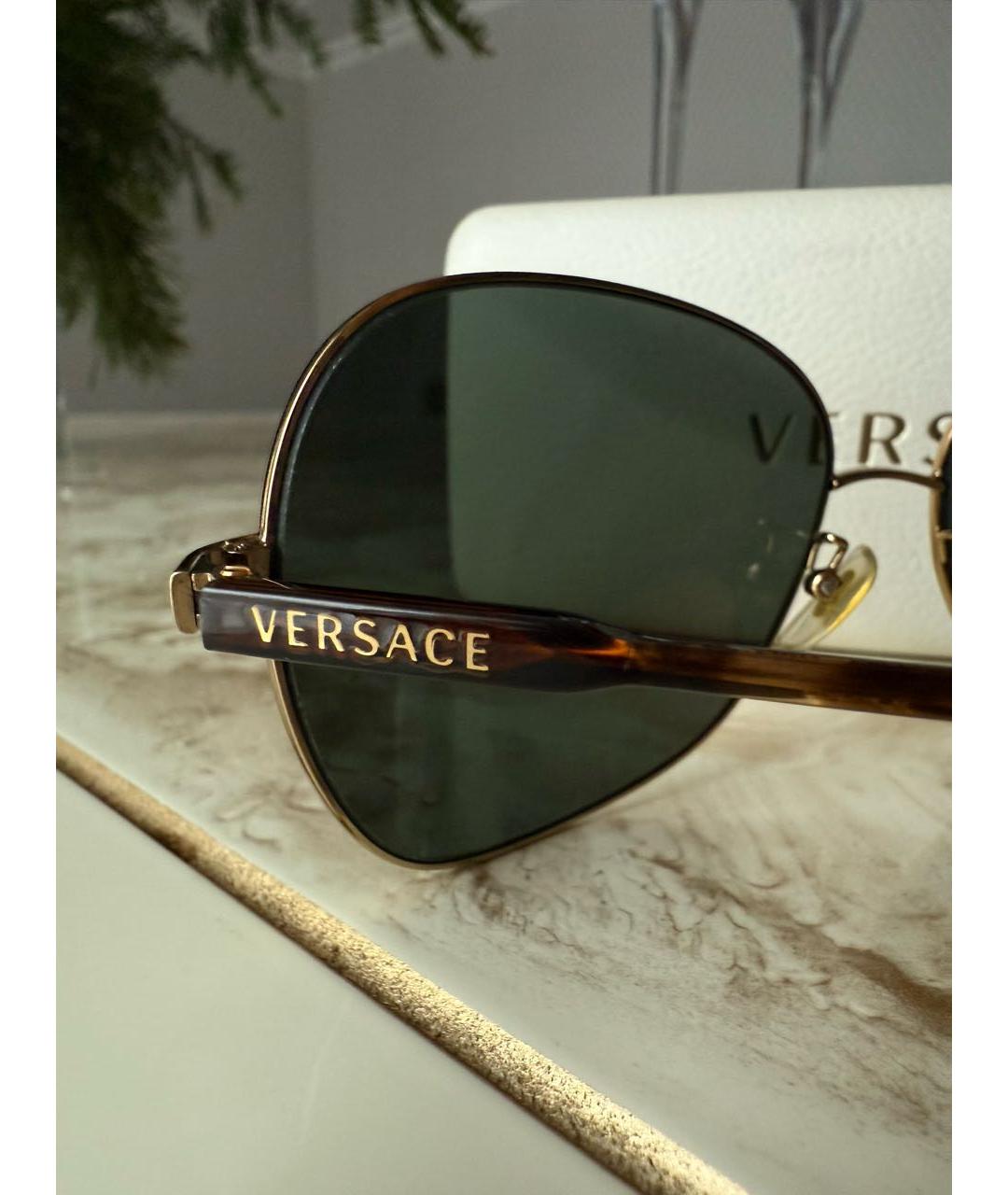 VERSACE Золотые металлические солнцезащитные очки, фото 2