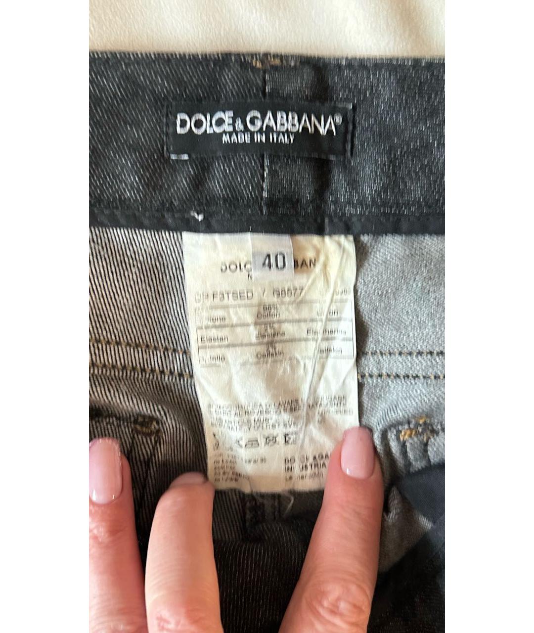 DOLCE&GABBANA Антрацитовые хлопковые прямые джинсы, фото 3