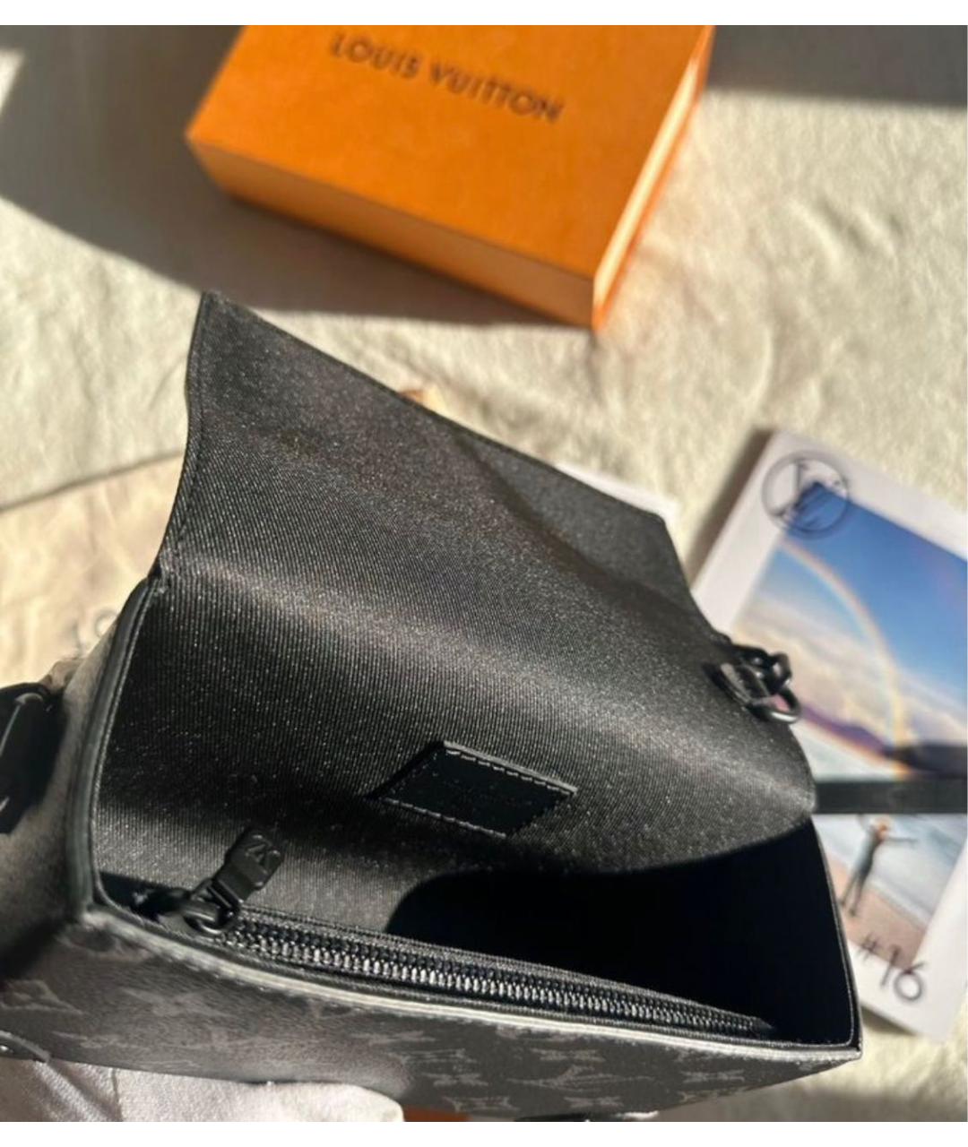 LOUIS VUITTON Черная кожаная сумка на плечо, фото 6