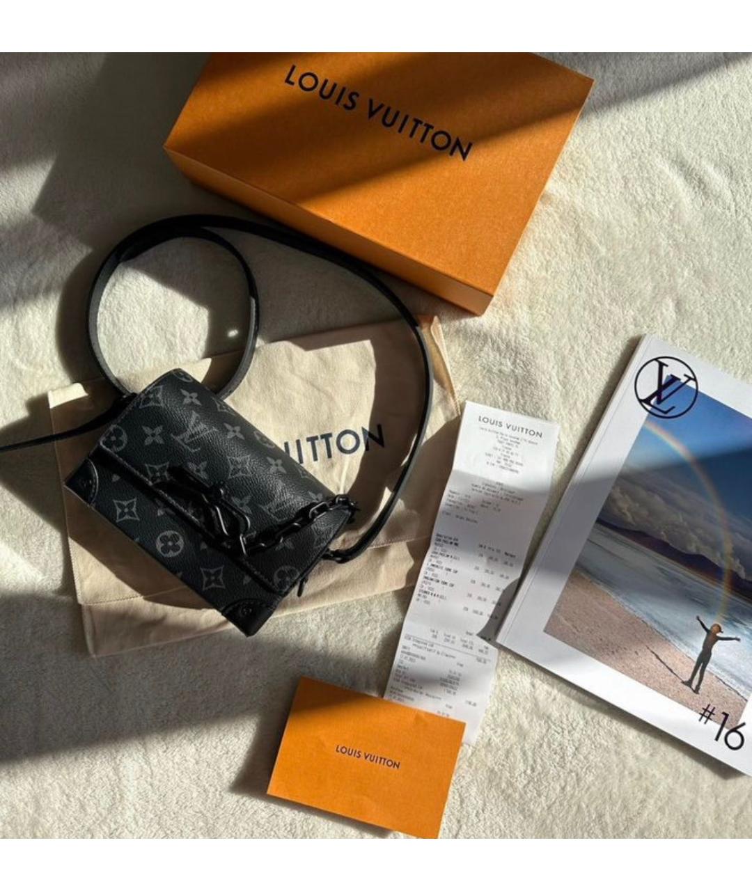 LOUIS VUITTON Черная кожаная сумка на плечо, фото 2