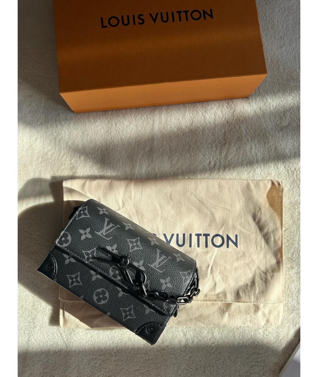 LOUIS VUITTON Черная кожаная сумка на плечо, фото 5