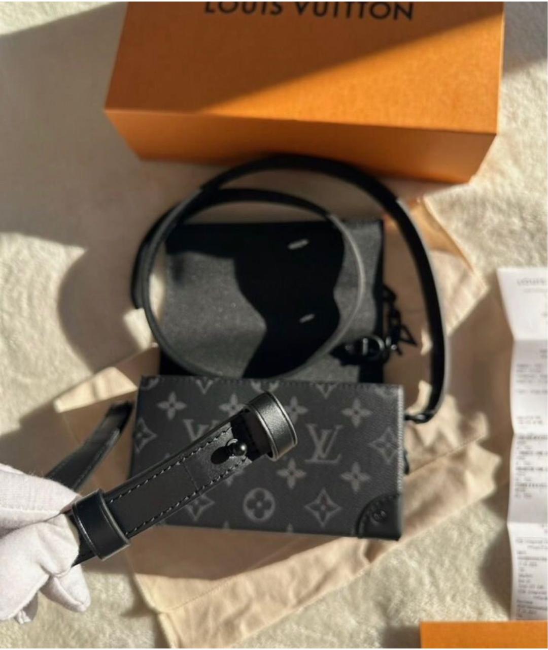 LOUIS VUITTON Черная кожаная сумка на плечо, фото 4