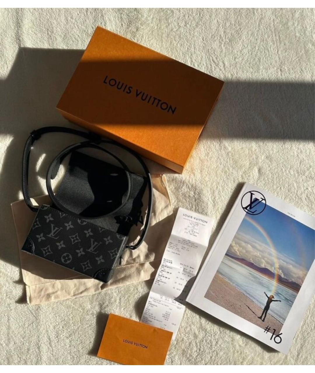 LOUIS VUITTON Черная кожаная сумка на плечо, фото 3