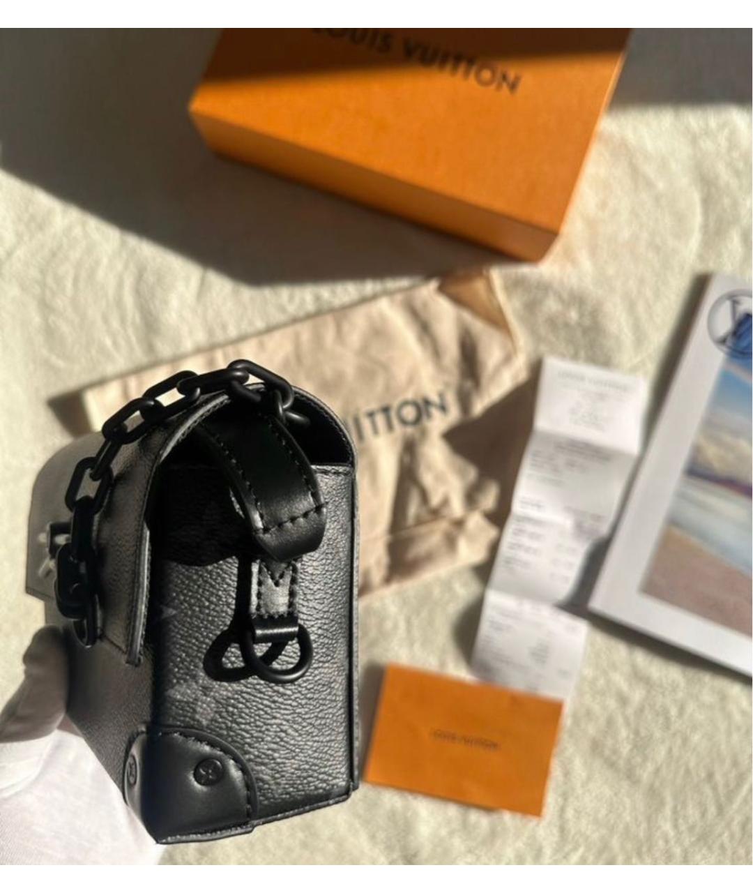 LOUIS VUITTON Черная кожаная сумка на плечо, фото 5