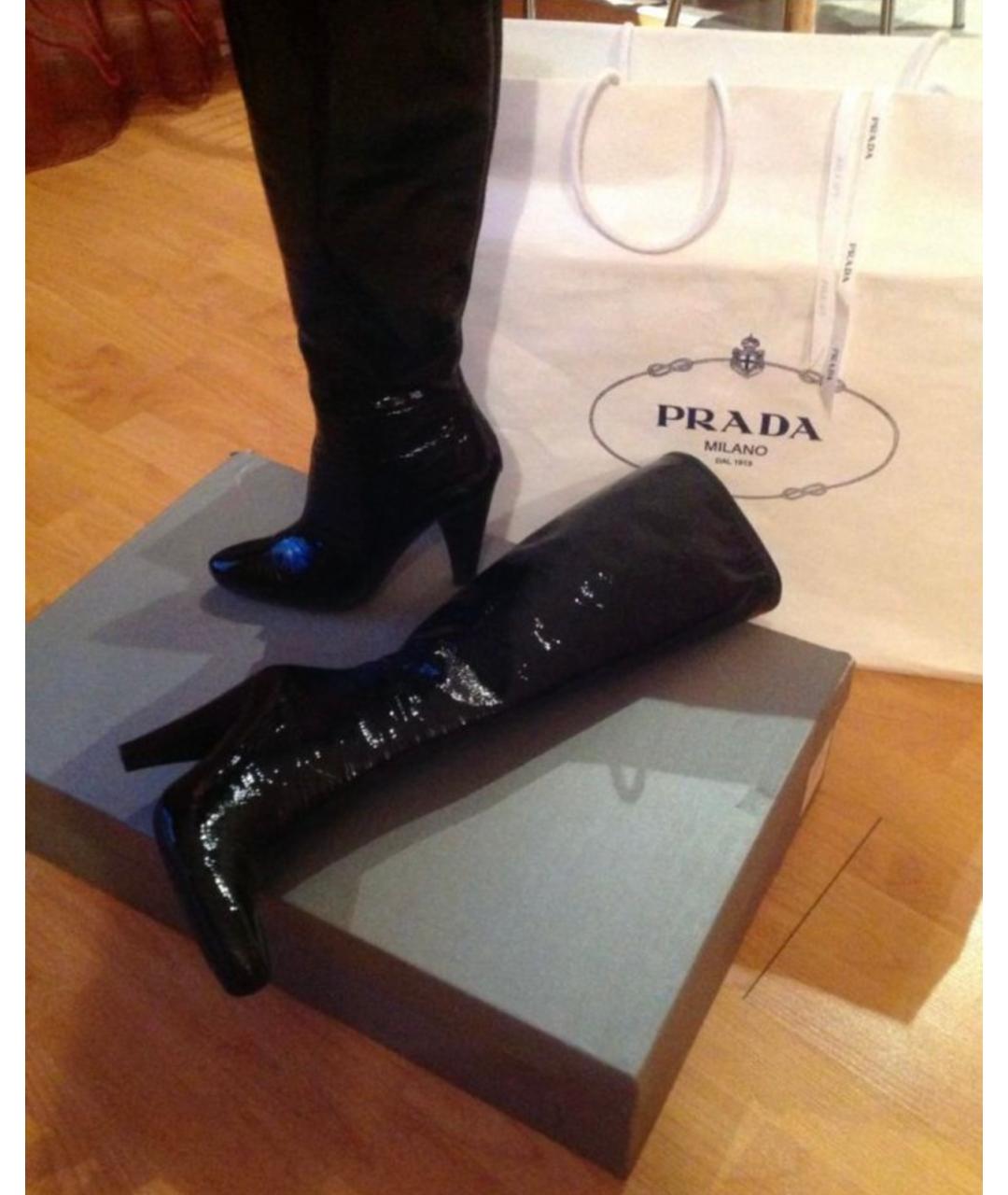 PRADA Черные сапоги из лакированной кожи, фото 3