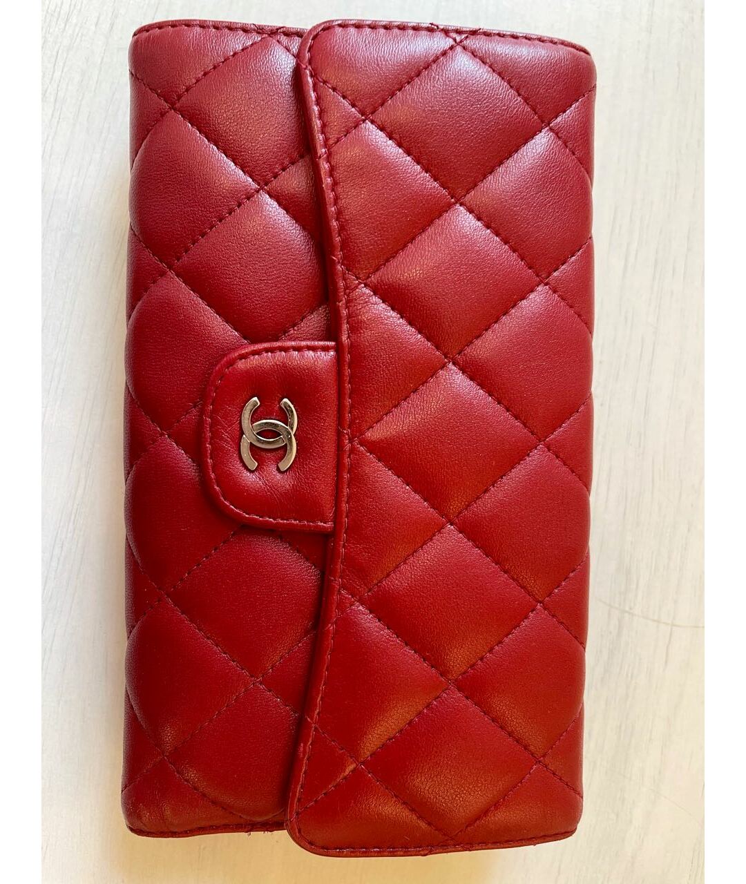 CHANEL Красный кожаный кошелек, фото 3