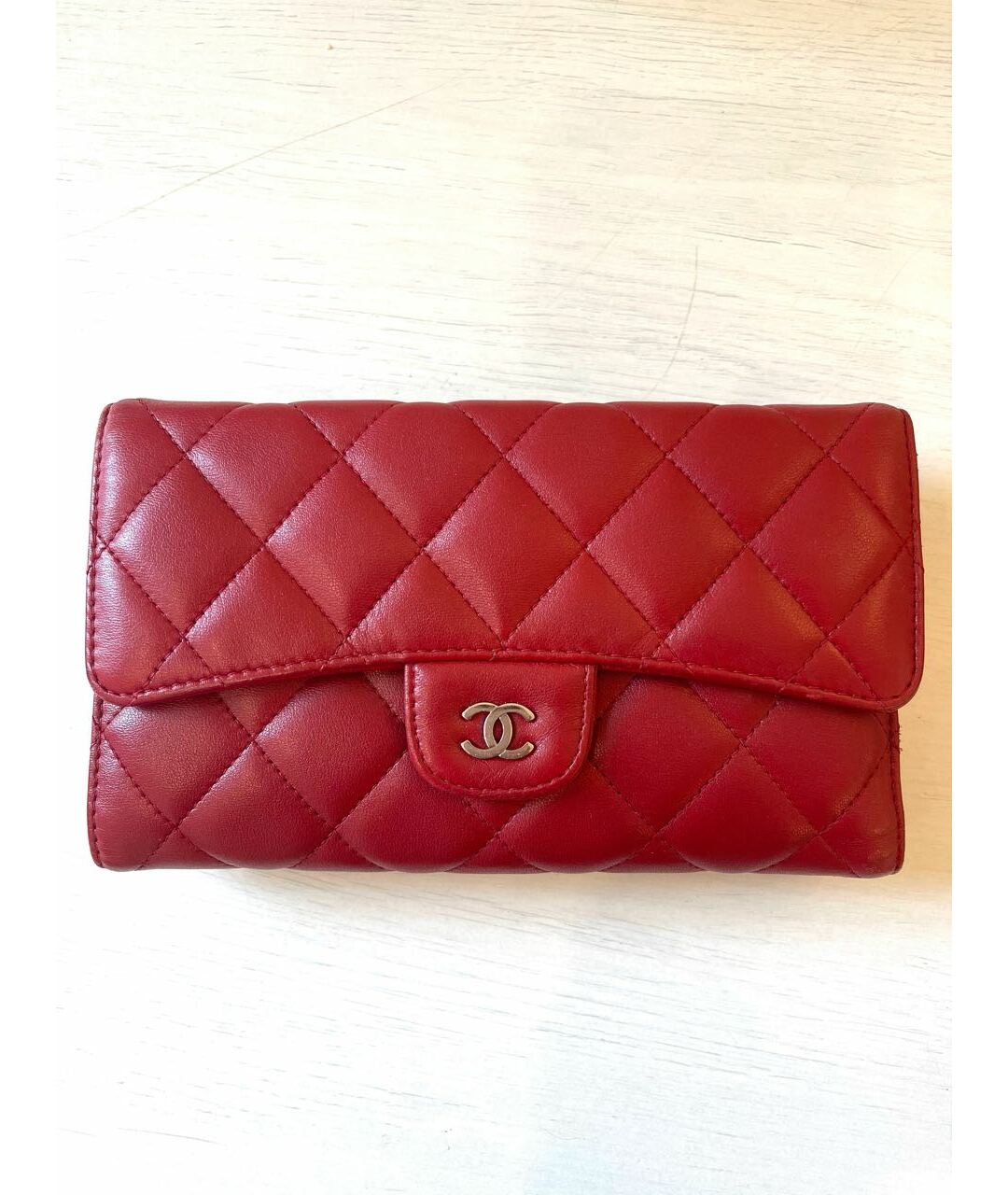 CHANEL Красный кожаный кошелек, фото 6