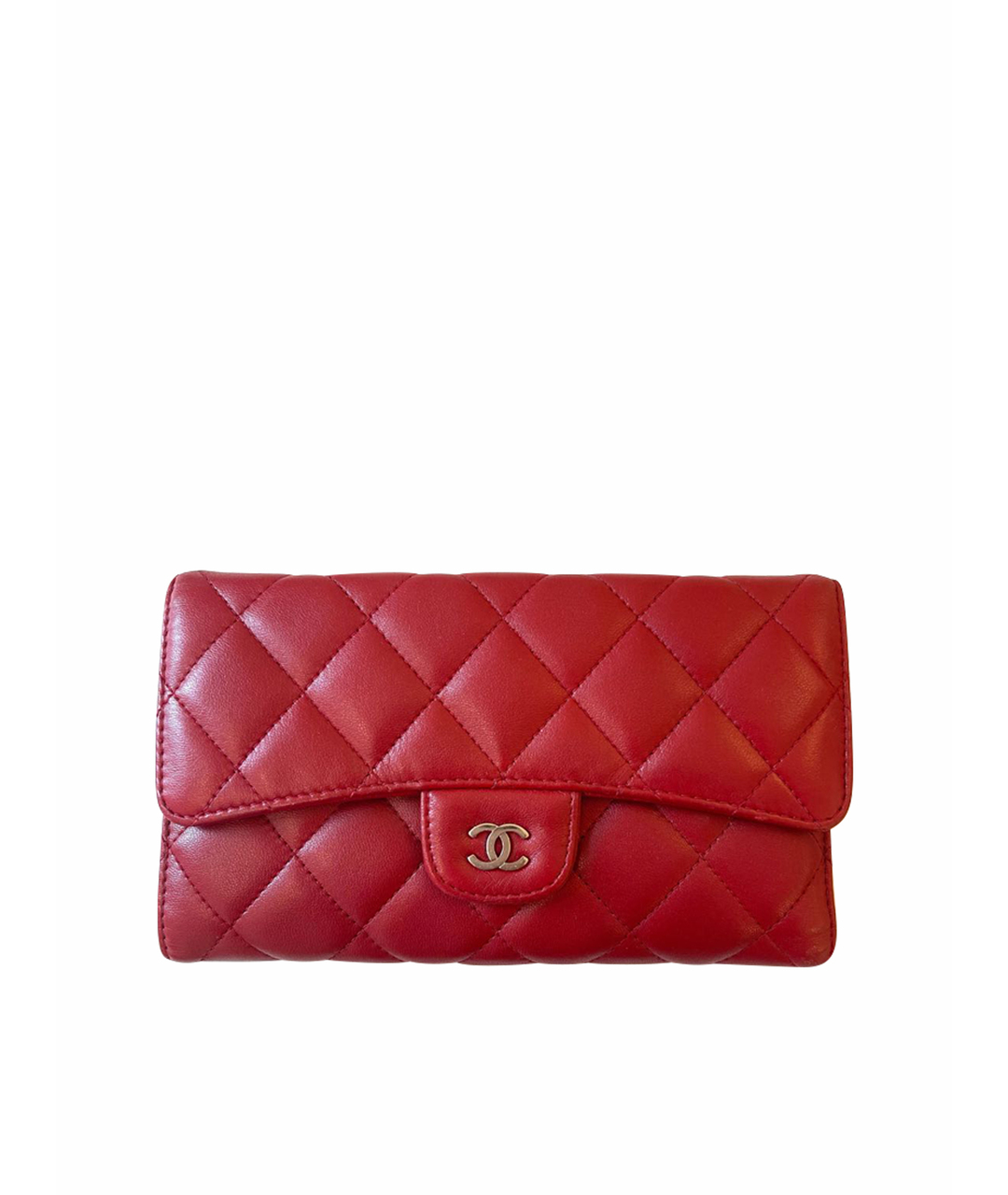 CHANEL Красный кожаный кошелек, фото 1