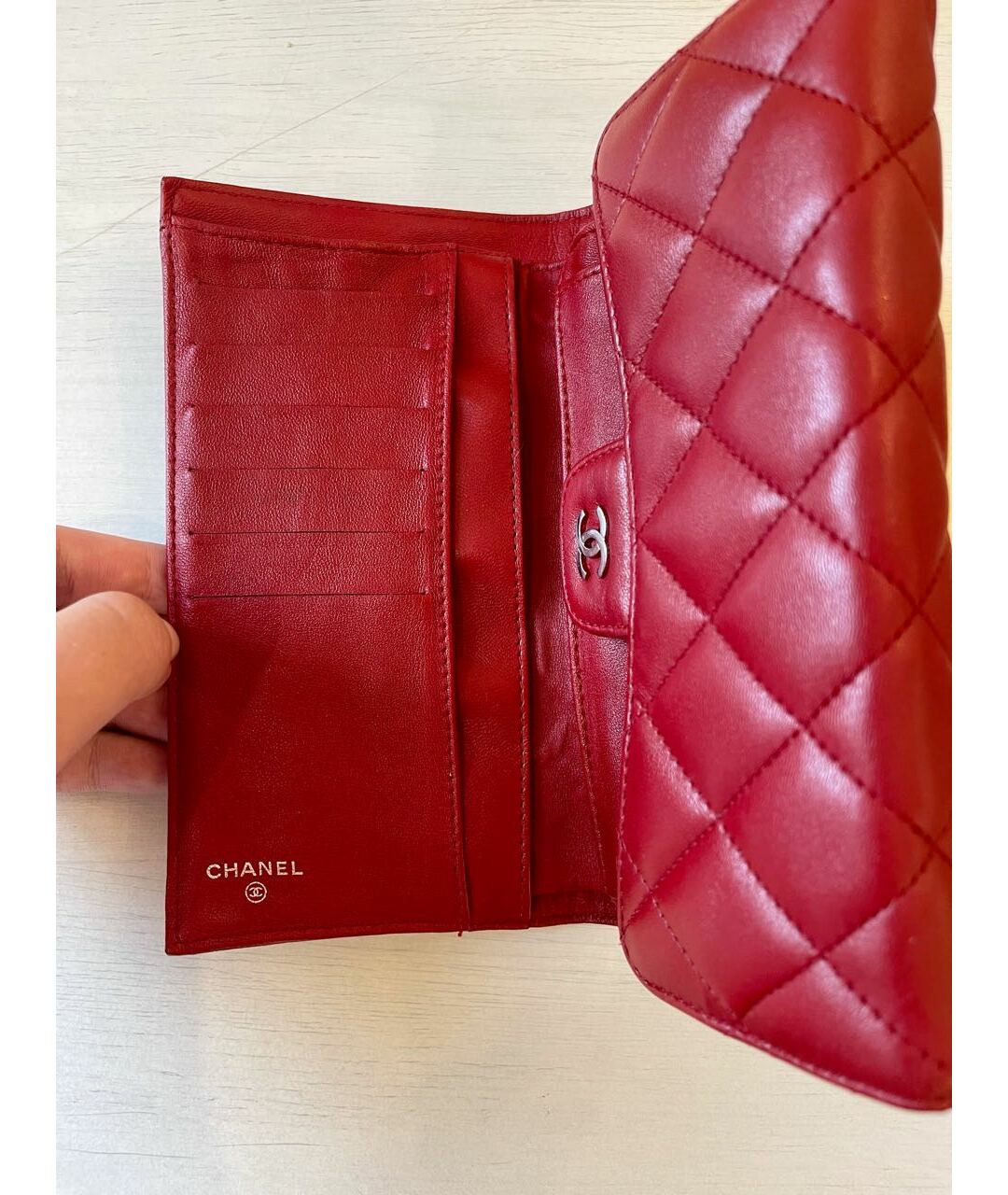CHANEL Красный кожаный кошелек, фото 4