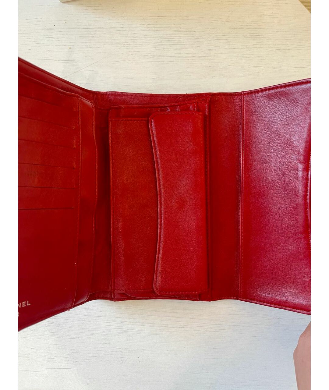 CHANEL Красный кожаный кошелек, фото 5