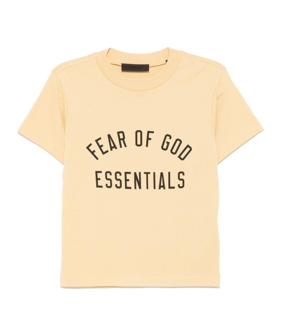 FEAR OF GOD ESSENTIALS Бежевая хлопковая футболка, фото 4