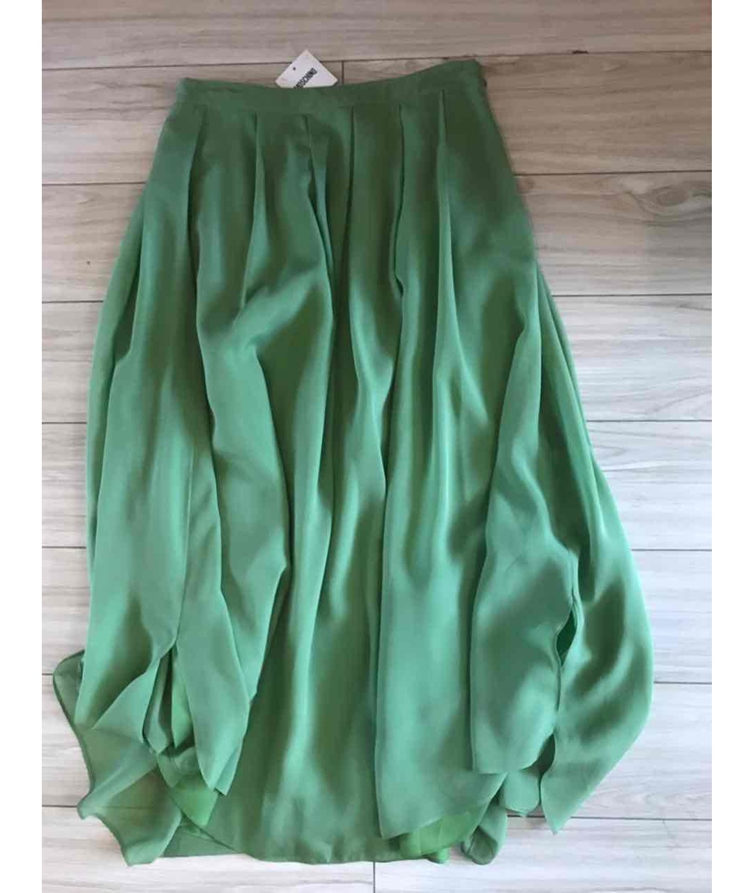 MOSCHINO Зеленая шелковая юбка макси, фото 3