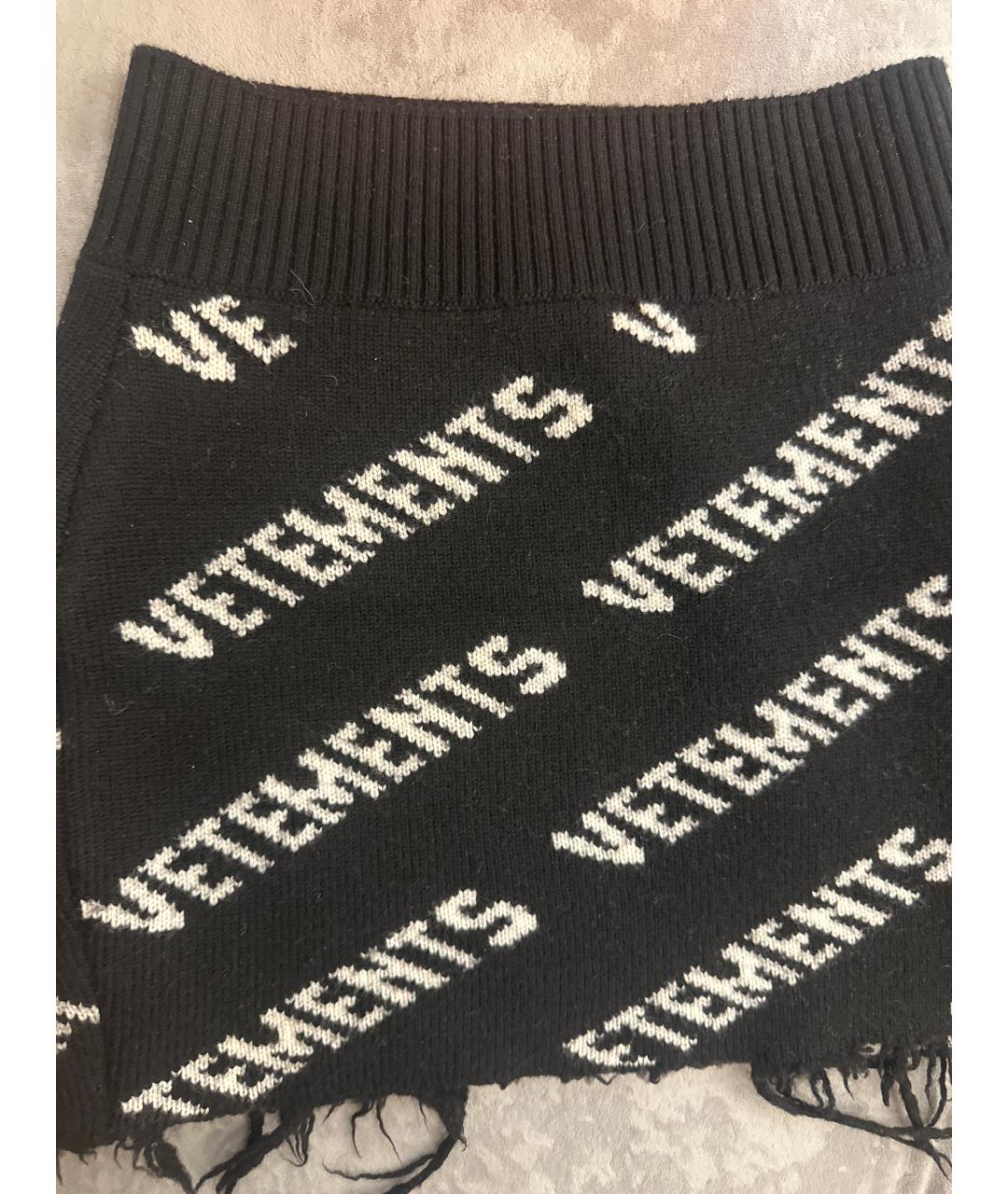 VETEMENTS Черная шерстяная юбка мини, фото 4