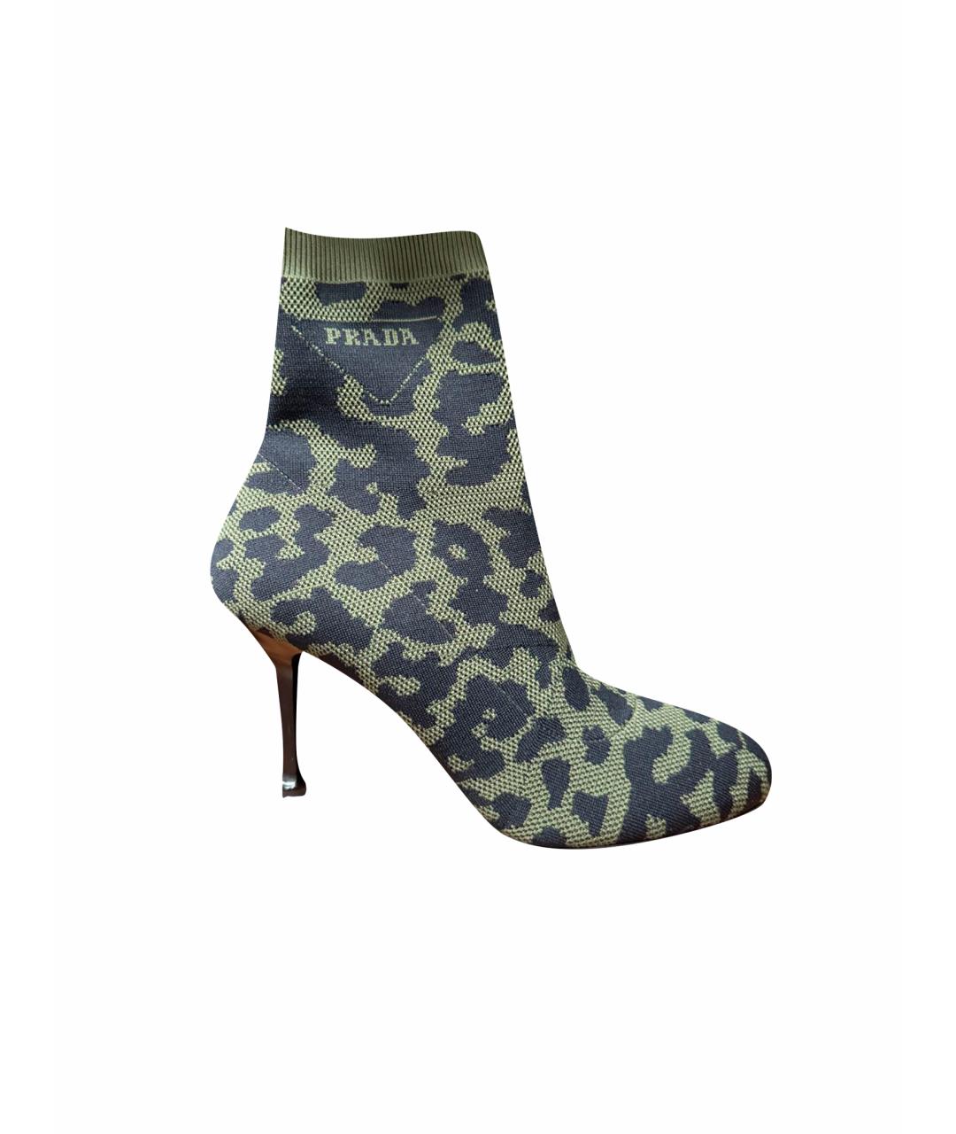 PRADA Хаки текстильные ботильоны, фото 1