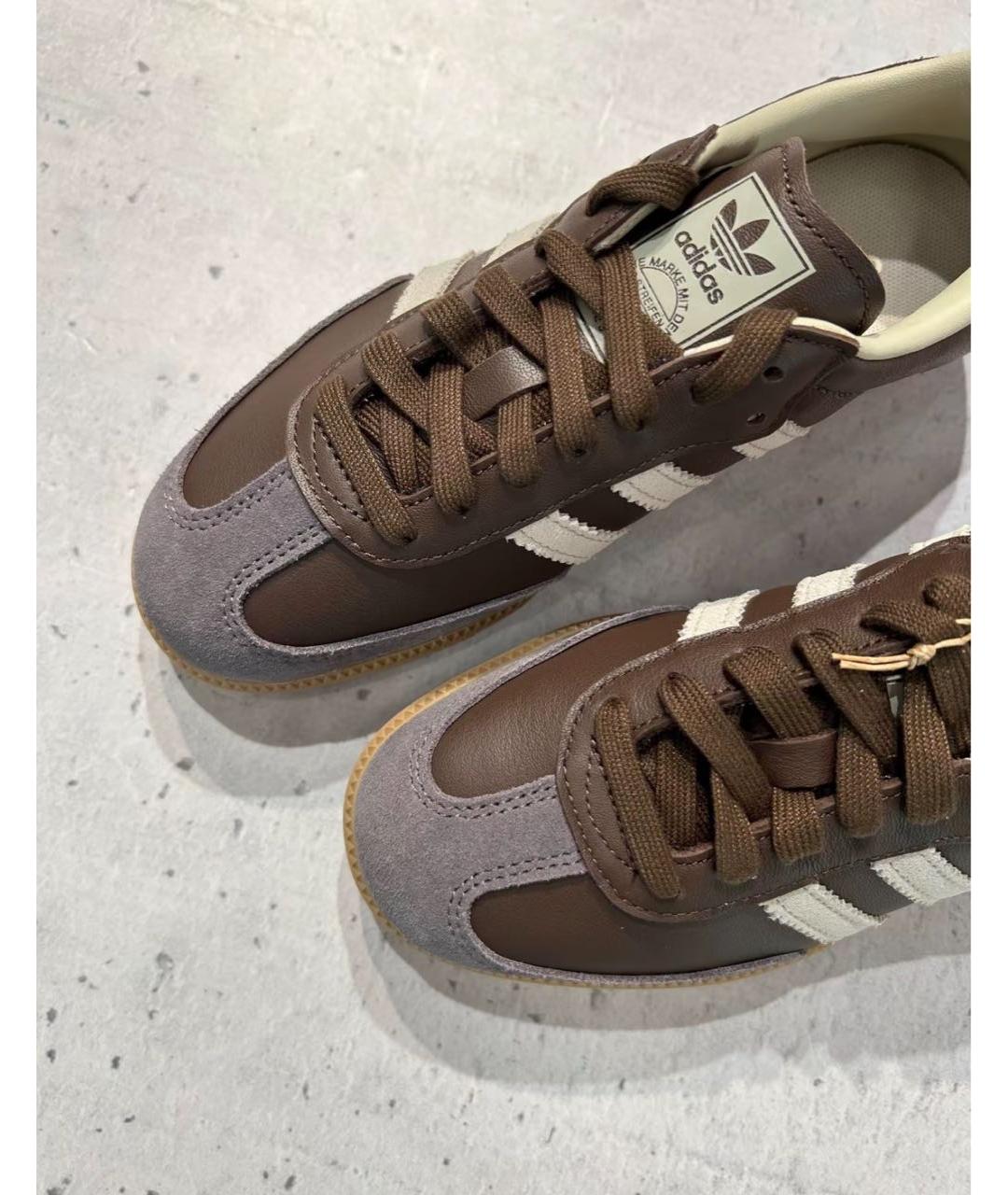 ADIDAS Коричневые кожаные кеды, фото 3