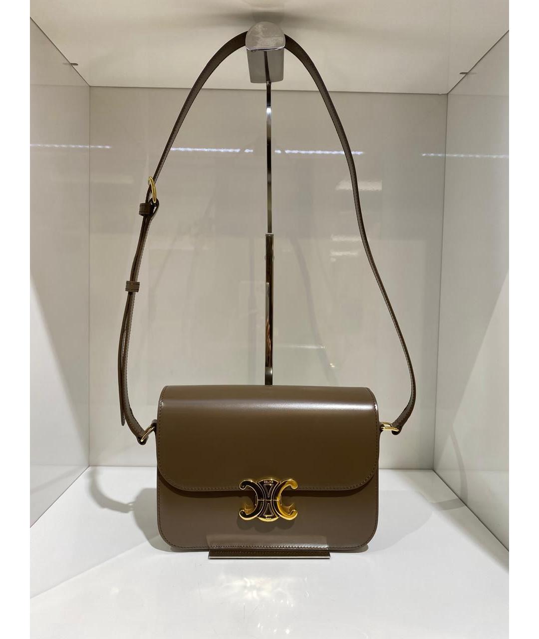 CELINE Коричневая кожаная сумка через плечо, фото 3
