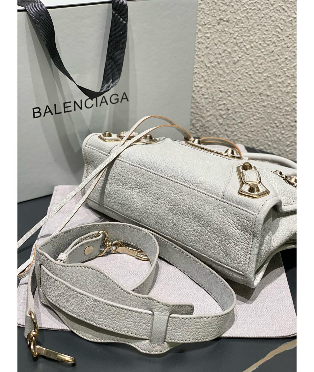 BALENCIAGA Серая кожаная сумка тоут, фото 5