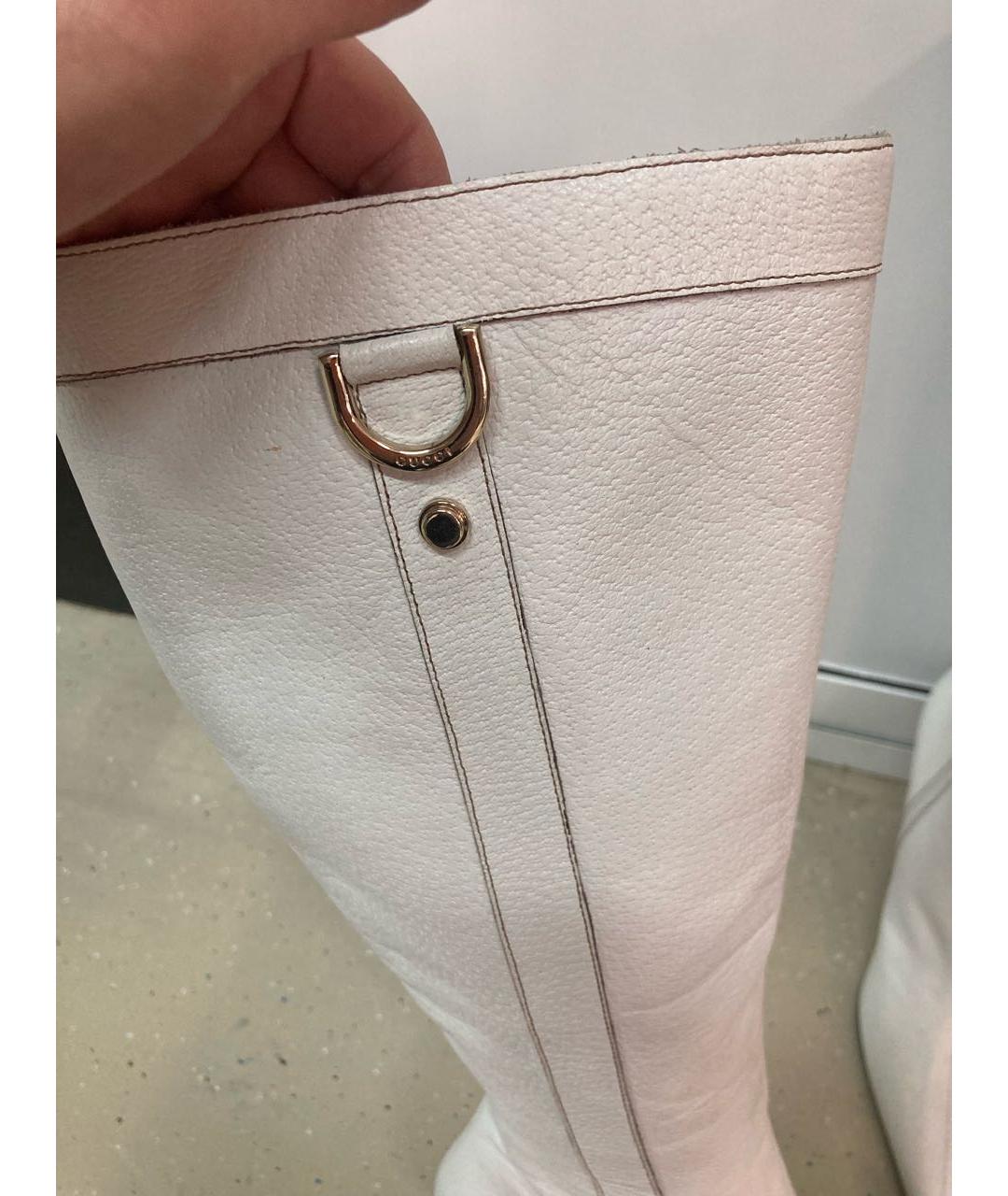 GUCCI Белые кожаные сапоги, фото 4