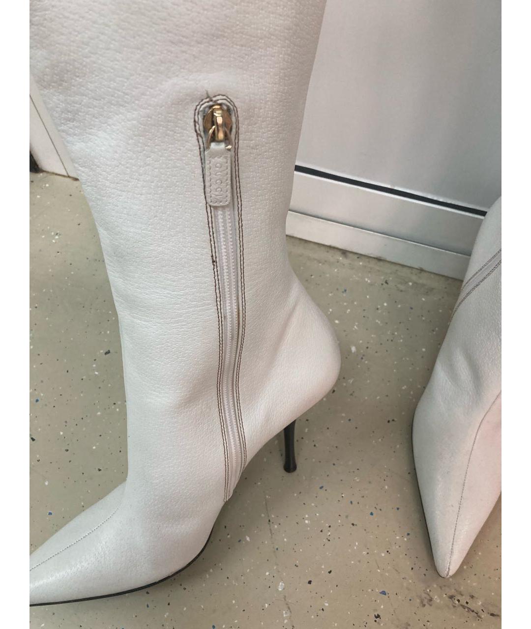 GUCCI Белые кожаные сапоги, фото 3